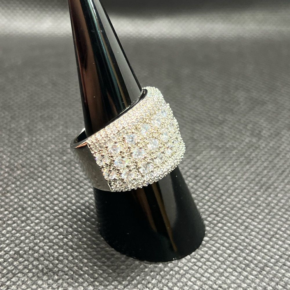 Sterling Silver 925 Pave Zirconium Statement Ring - Picture 12 of 14